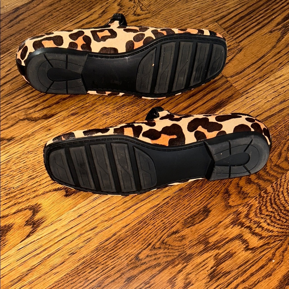 Van Eli Calf Hair Leopard Mary Jane Flats with Black Trim Minimalist Lagenlook - Picture 6 of 9